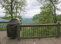 view from one of 4 decks with theis mountain top cabin rental