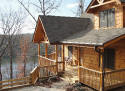 Modern log cabin with hot tub and lake view